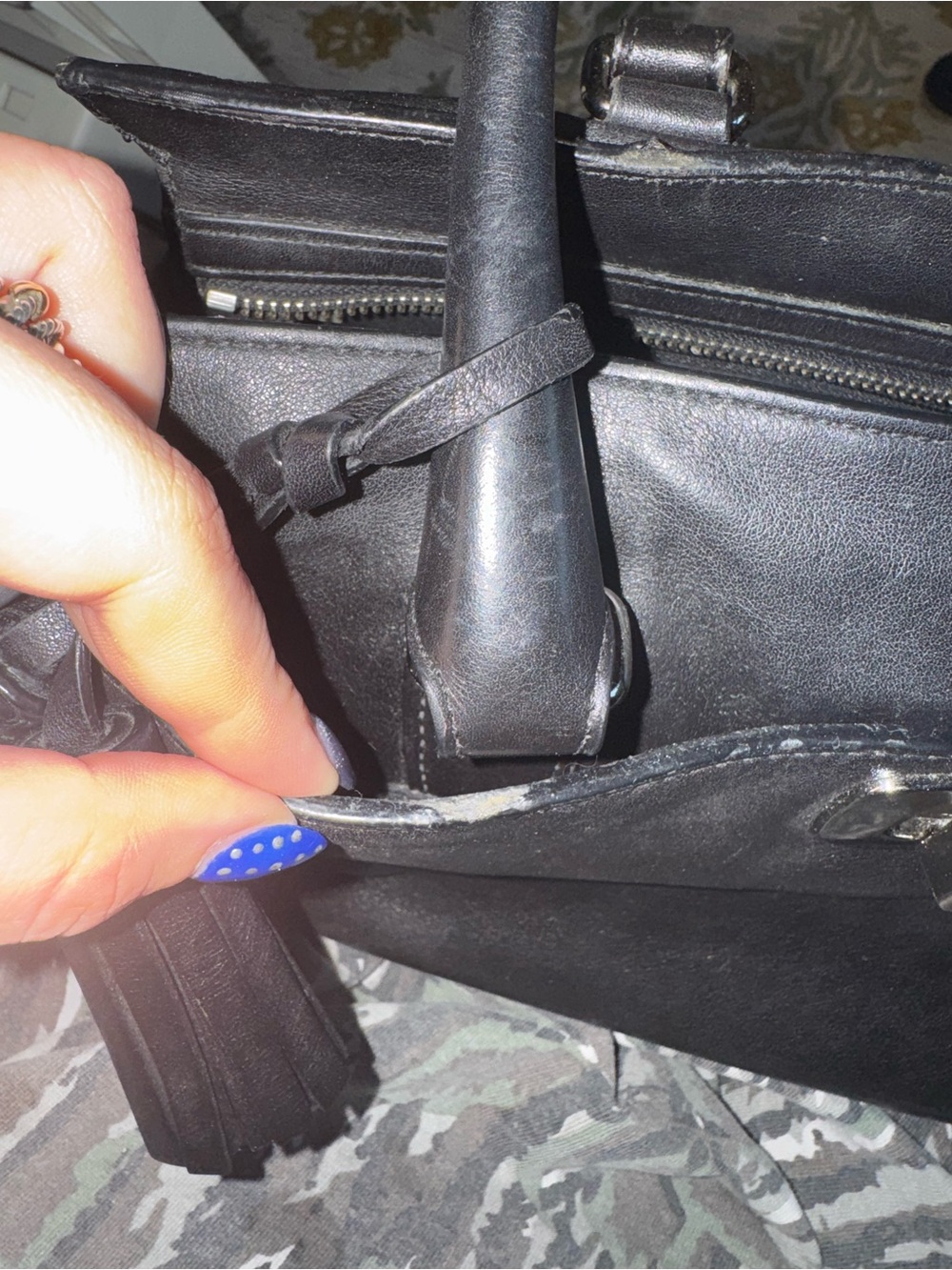 Coach Black Leather Satchel with Tassel Detail - Picture 5 of 5